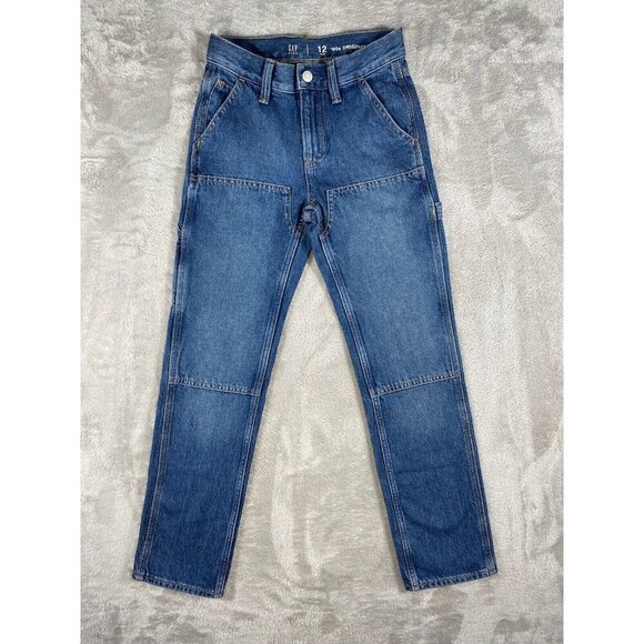 GAP Kids ‘90s Original Straight Carpenter Jeans - Size 12 Slim - Blue Denim EUC - Picture 1 of 13